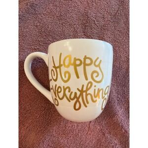 Coton Colors Happy Everything Laura Johnson Coffee Mug White Gold Teal Interior